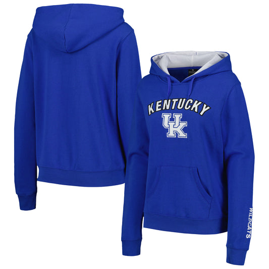 Women's Colosseum Royal Kentucky Wildcats Arch & Logo Pullover Hoodie