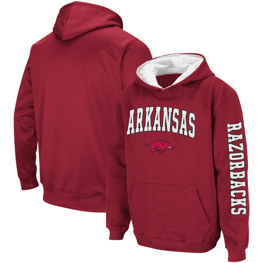 Youth Colosseum  Cardinal Arkansas Razorbacks 2-Hit Pullover Hoodie