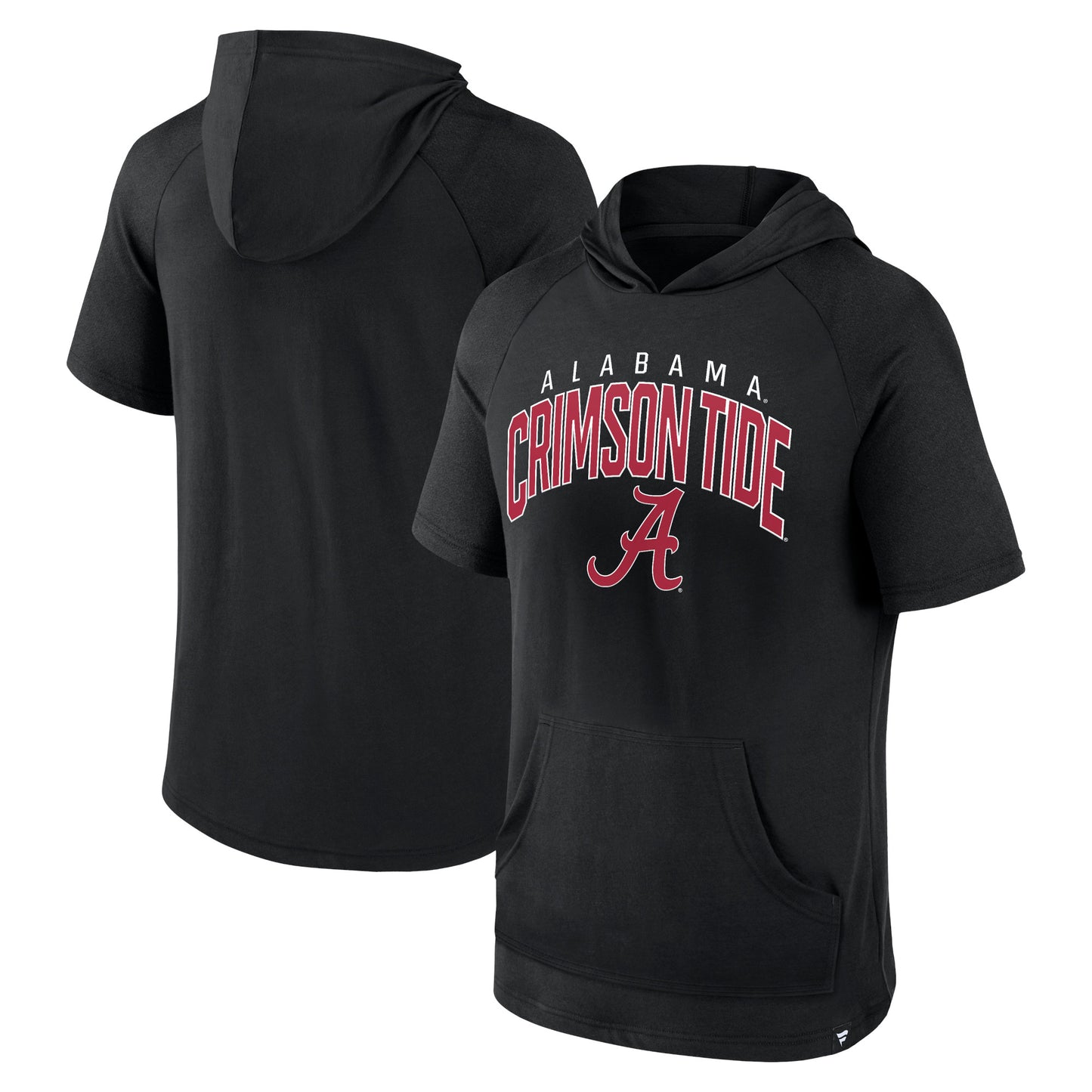 Men's Fanatics Black Alabama Crimson Tide Double Arch Raglan Short Sleeve Hoodie T-Shirt