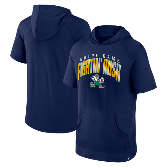 Men's Fanatics Navy Notre Dame Fighting Irish Double Arch Raglan Short Sleeve Hoodie T-Shirt