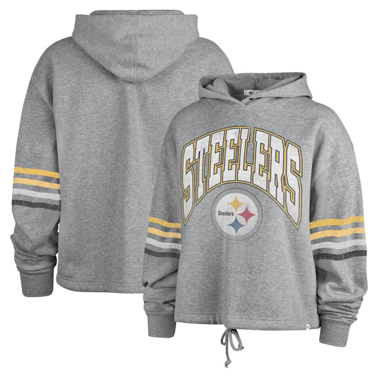 Women's '47 Heather Gray Pittsburgh Steelers Upland Bennett Pullover Hoodie