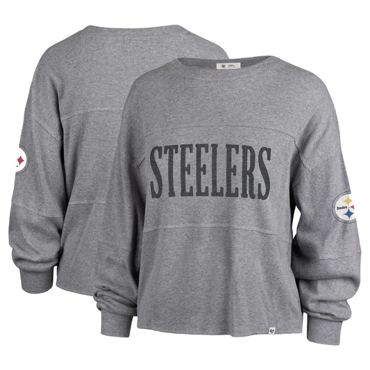 Women's '47 Gray Pittsburgh Steelers Get Loud Jada Long Sleeve T-Shirt