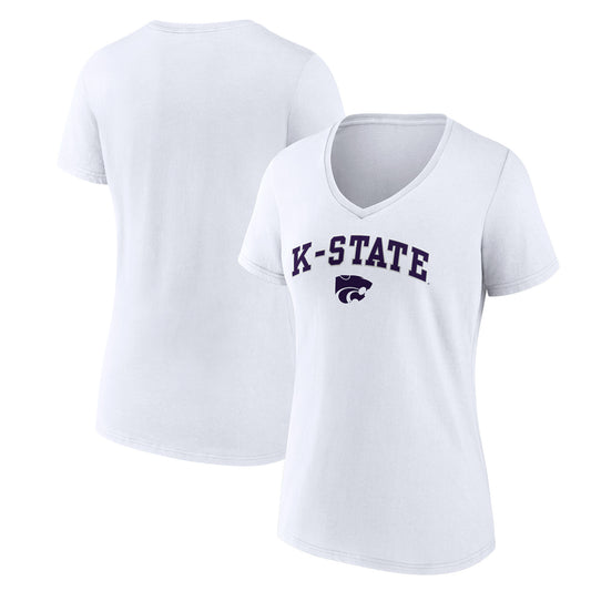 Women's White Kansas State Wildcats Campus V-Neck T-Shirt