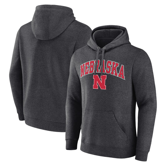 Men's Heather Charcoal Nebraska Huskers Campus Pullover Hoodie