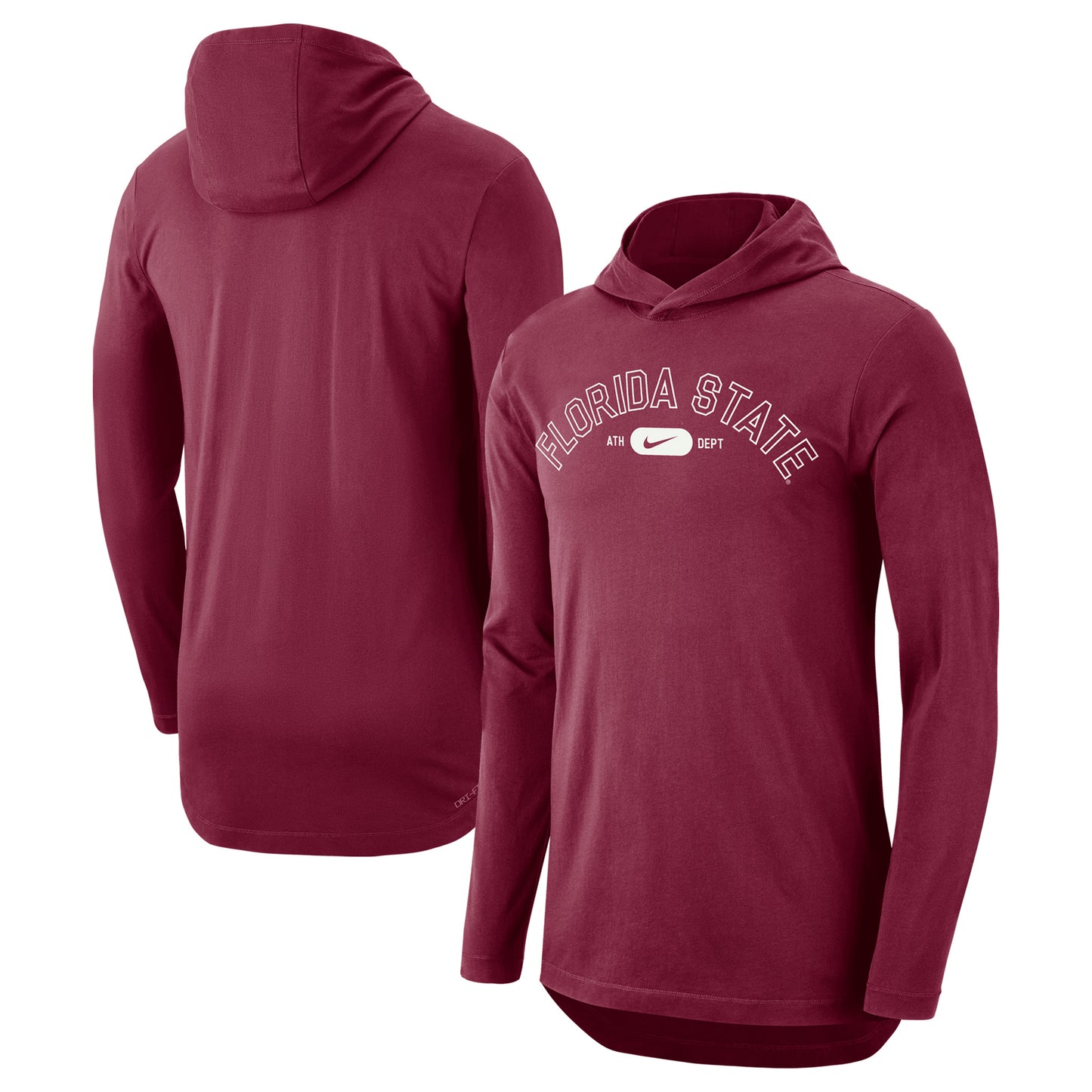 Men's Nike Garnet Florida State Seminoles Campus Performance Long Sleeve Hoodie T-Shirt