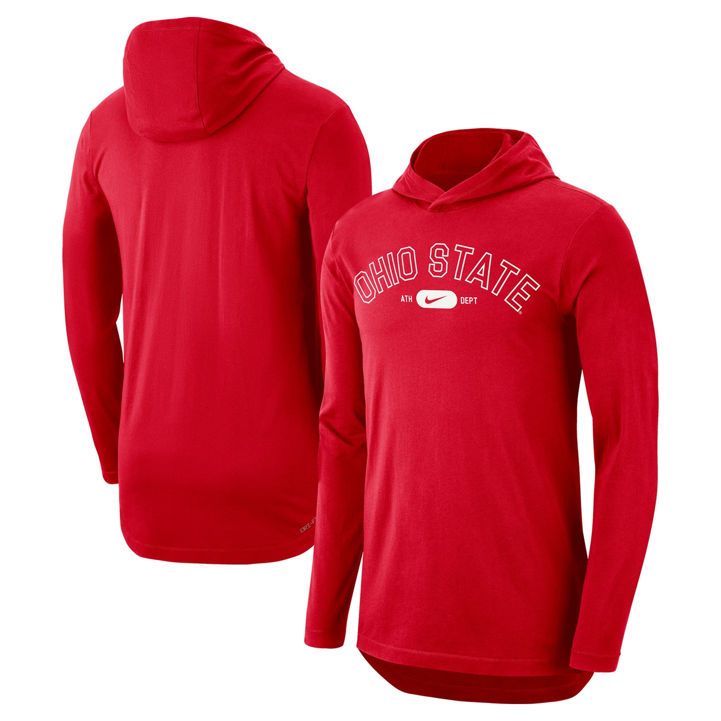 Men's Nike Scarlet Ohio State Buckeyes Campus Performance Tri-Blend Long Sleeve Hoodie T-Shirt