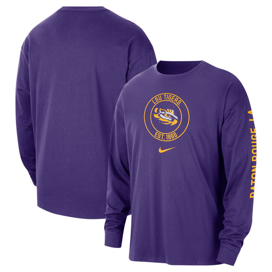 Men's Nike Purple LSU Tigers Heritage Max90 Long Sleeve T-Shirt