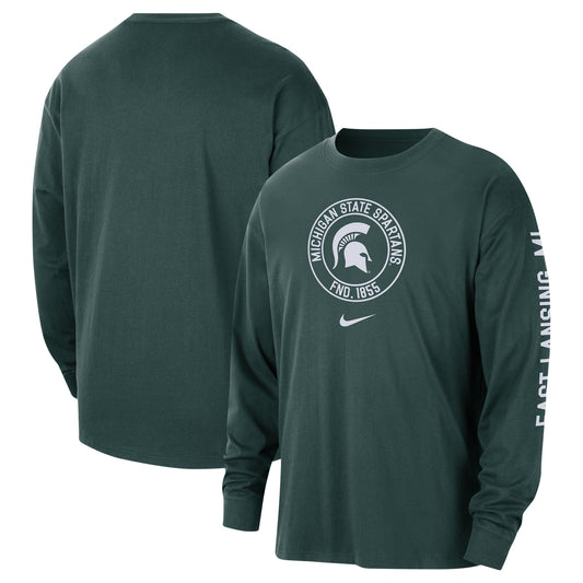 Men's Nike Green Michigan State Spartans Heritage Max90 Long Sleeve T-Shirt
