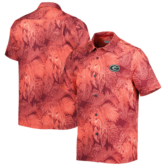 Men's Tommy Bahama Red Georgia Bulldogs Coast Luminescent Fronds Camp Button-Up Shirt