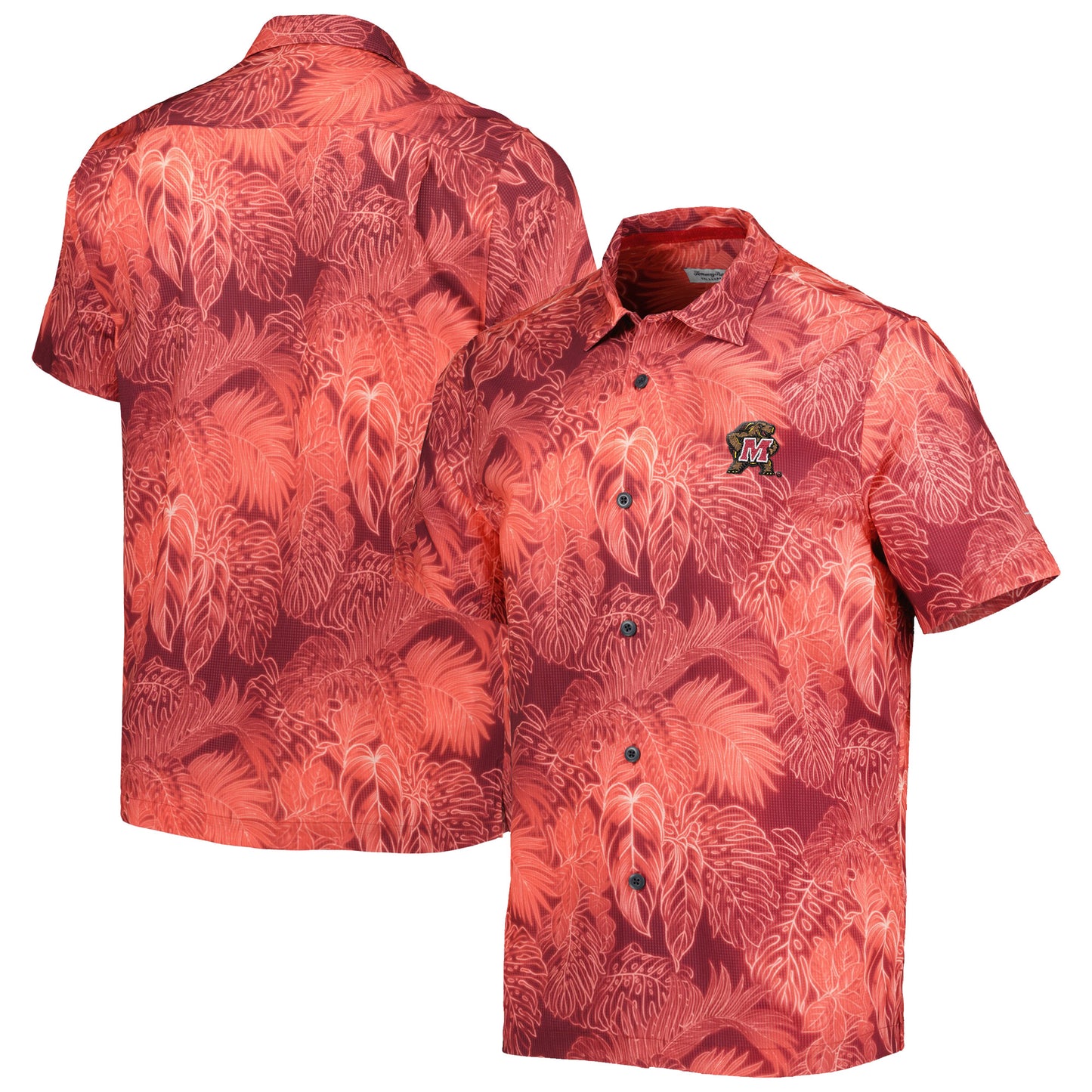 Men's Tommy Bahama Red Maryland Terrapins Coast Luminescent Fronds Camp Button-Up Shirt