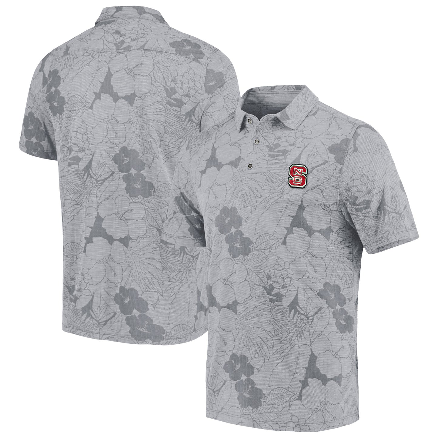 Men's Tommy Bahama Gray NC State Wolfpack Miramar Blooms Polo