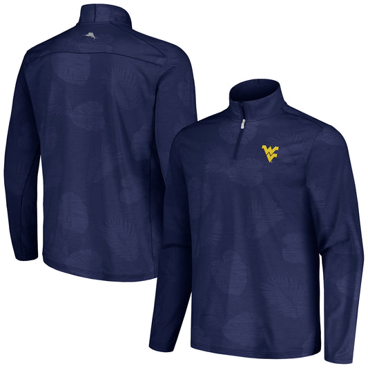 Men's Tommy Bahama Navy West Virginia Mountaineers Delray Frond IslandZone Half-Zip Jacket