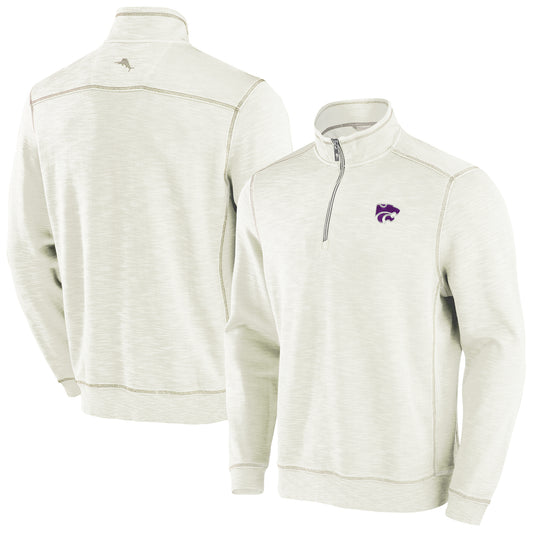 Men's Tommy Bahama Cream Kansas State Wildcats Tobago Bay Half-Zip Tri-Blend Top