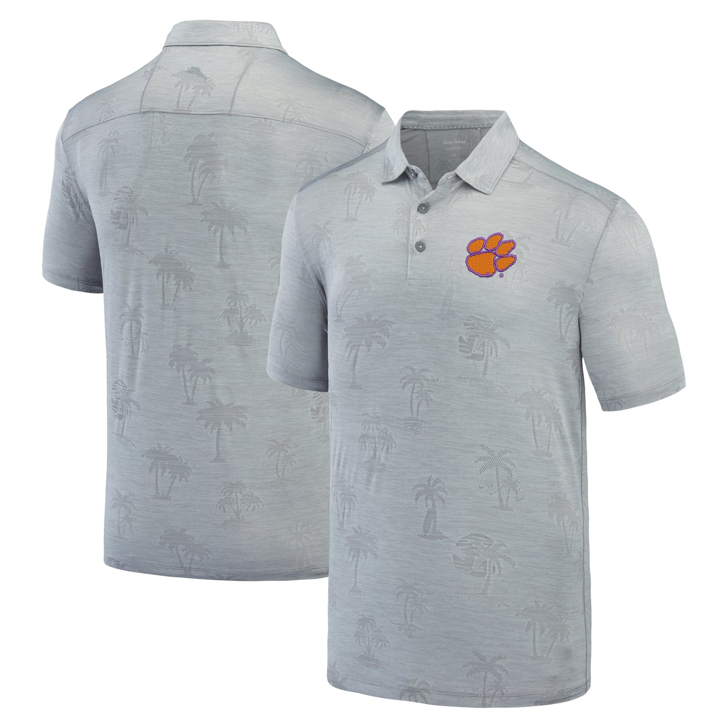 Men's Tommy Bahama Gray Clemson Tigers Sport Palm Coast Palmera IslandZone Polo