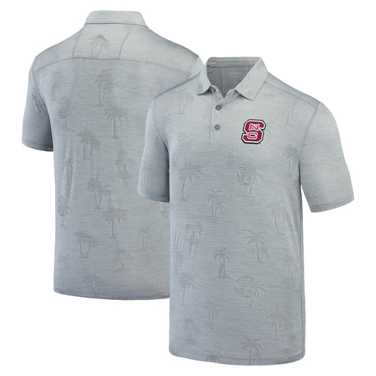 Men's Tommy Bahama Gray NC State Wolfpack Sport Palm Coast Palmera IslandZone Polo