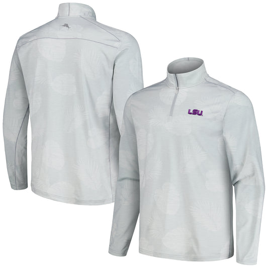 Men's Tommy Bahama Gray LSU Tigers Delray Frond IslandZone Half-Zip Jacket