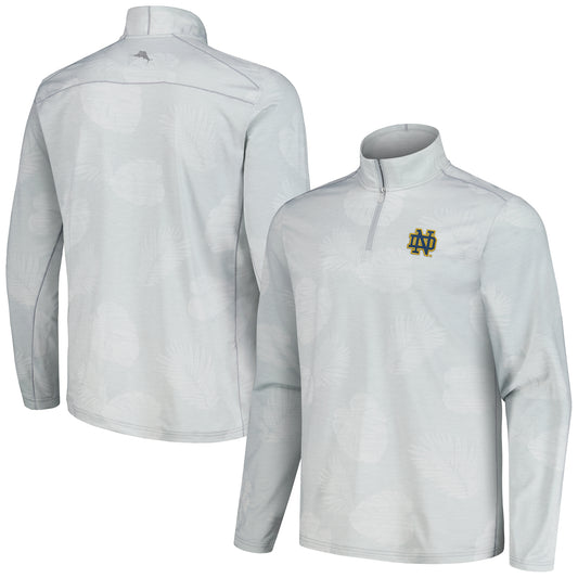 Men's Tommy Bahama Gray Notre Dame Fighting Irish Delray Frond IslandZone Half-Zip Jacket