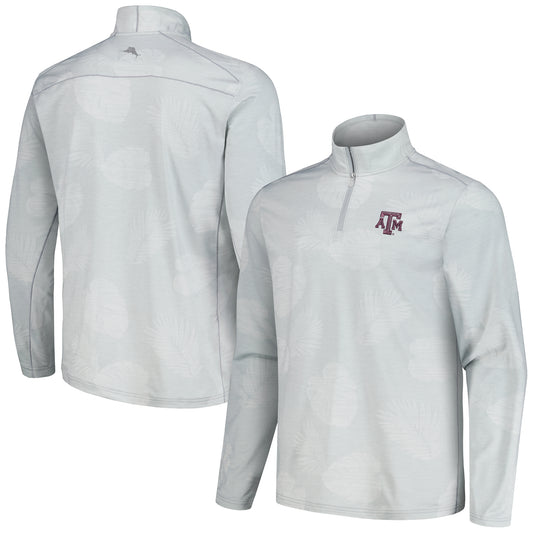 Men's Tommy Bahama Gray Texas A&M Aggies Delray Frond IslandZone Half-Zip Jacket