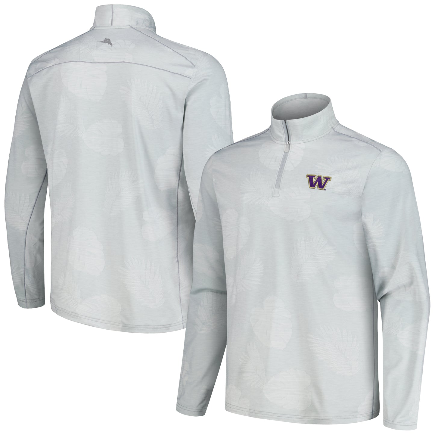 Men's Tommy Bahama Gray Washington Huskies Delray Frond IslandZone Half-Zip Jacket