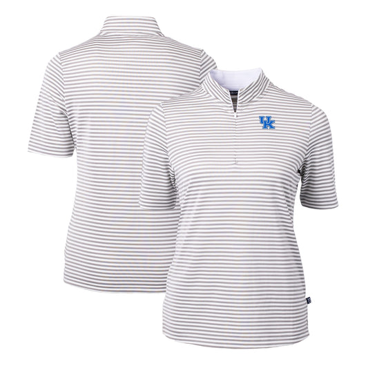 Women's Cutter & Buck  Gray Kentucky Wildcats DryTec Virtue Eco Pique Stripe Recycled Polo