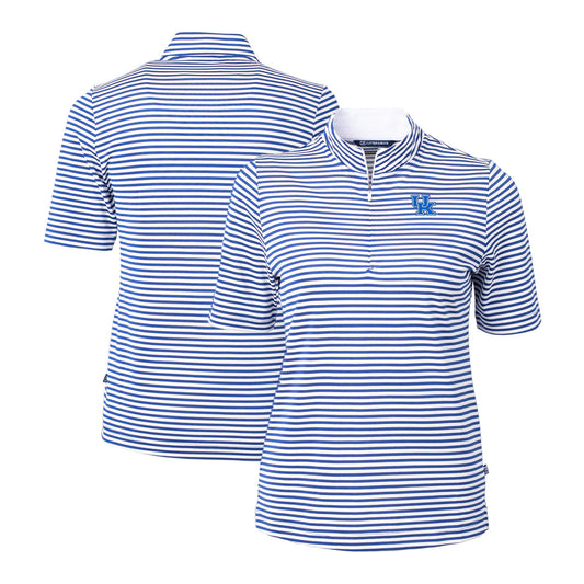 Women's Cutter & Buck  Royal Kentucky Wildcats DryTec Virtue Eco Pique Stripe Recycled Polo