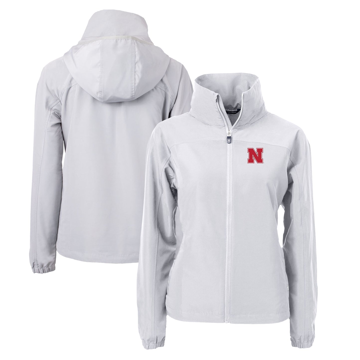 Women's Cutter & Buck  Gray Nebraska Huskers Charter Eco Recycled Full-Zip Jacket