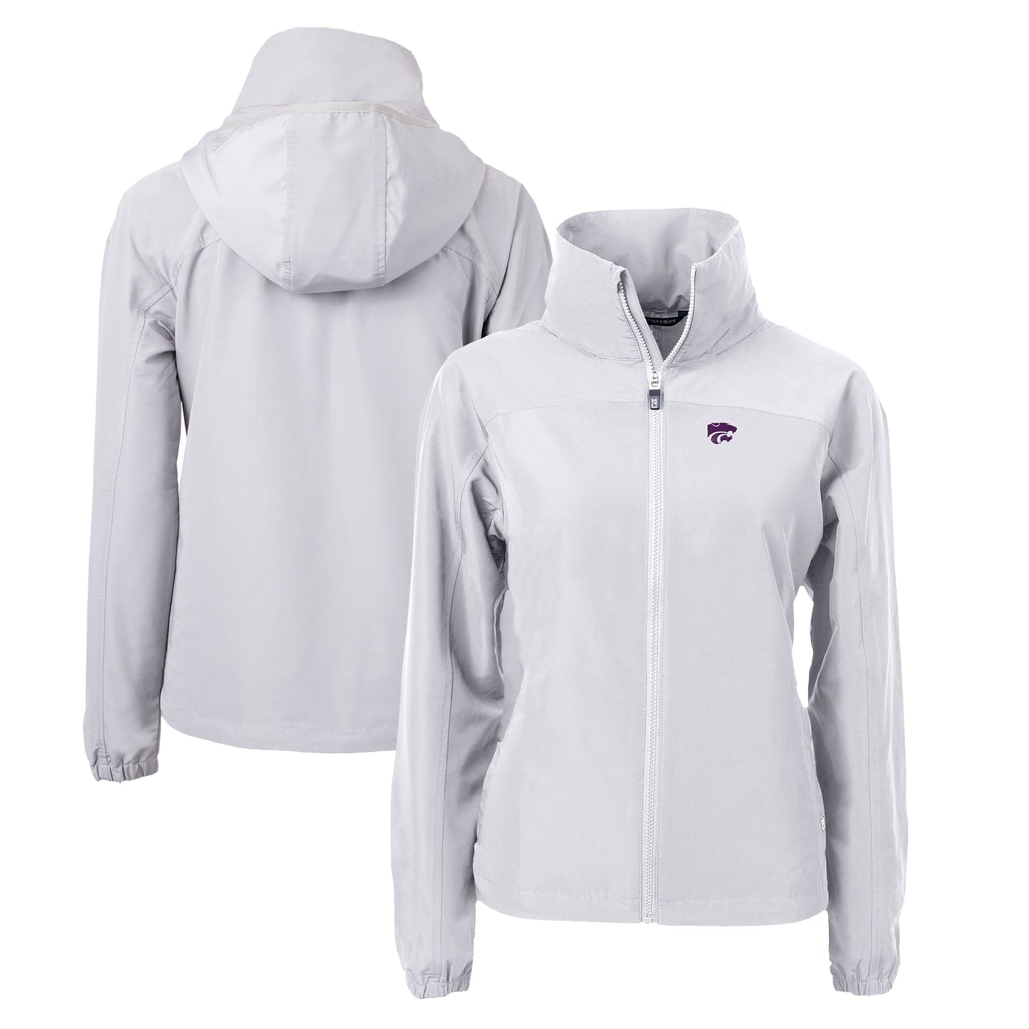 Women's Cutter & Buck  Gray Kansas State Wildcats Charter Eco Recycled Full-Zip Jacket