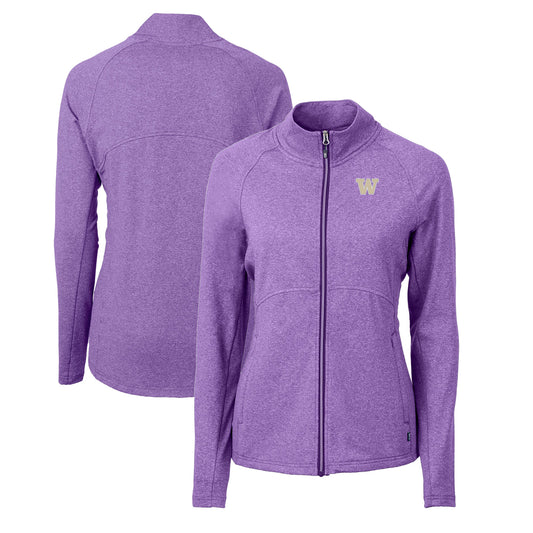 Women's Cutter & Buck  Heather Purple Washington Huskies Adapt Eco Knit Heather Recycled Full-Zip Jacket