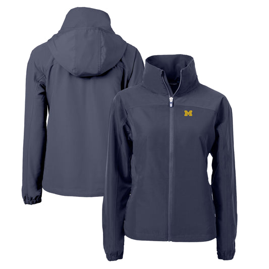 Women's Cutter & Buck  Navy Michigan Wolverines Charter Eco Recycled Full-Zip Jacket