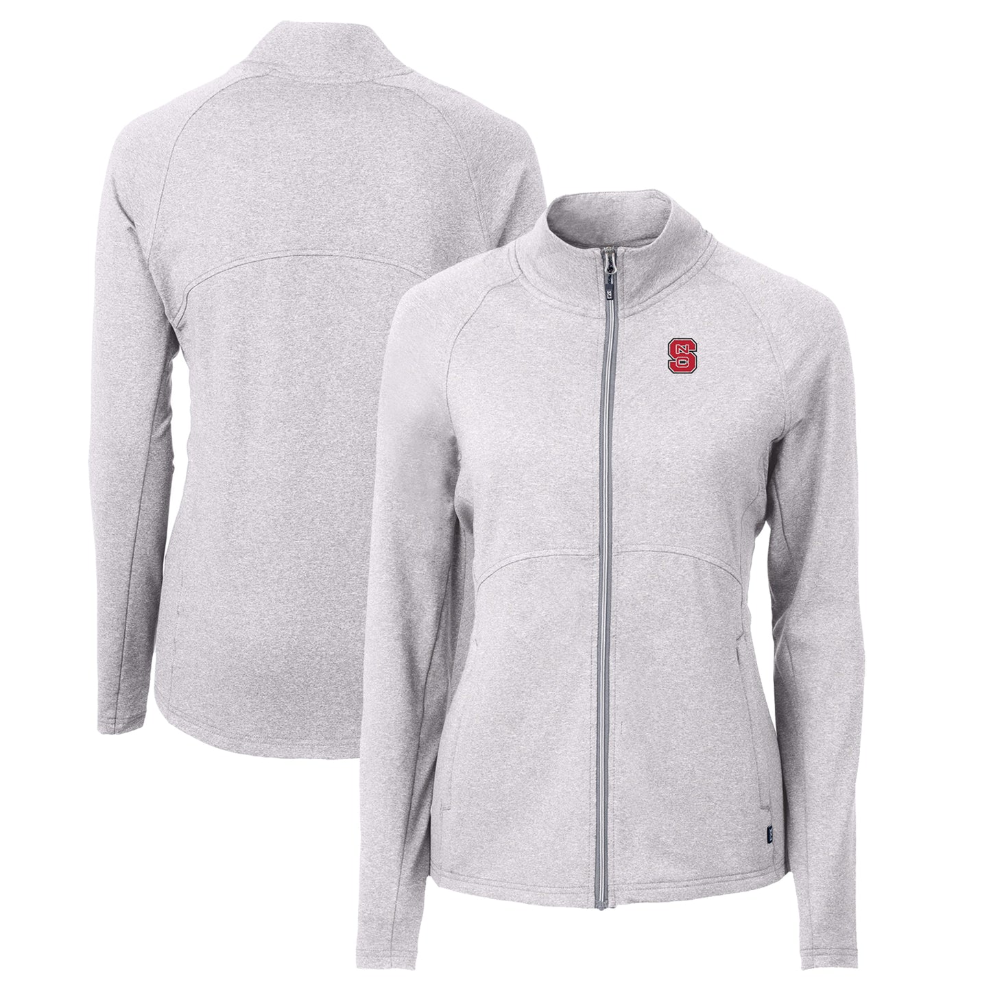 Women's Cutter & Buck  Heather Gray NC State Wolfpack Adapt Eco Knit Heather Recycled Full-Zip Jacket