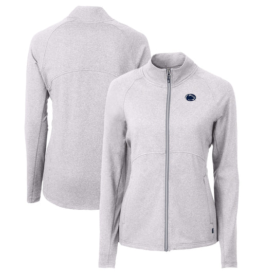 Women's Cutter & Buck  Heather Gray Penn State Nittany Lions Adapt Eco Knit Heather Recycled Full-Zip Jacket