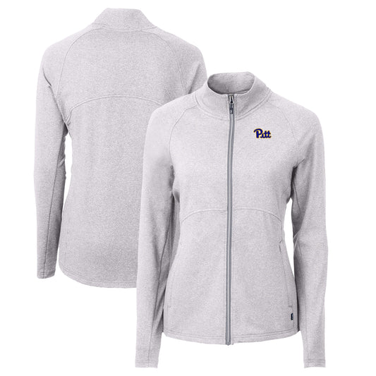 Women's Cutter & Buck  Heather Gray Pitt Panthers Adapt Eco Knit Heather Recycled Full-Zip Jacket