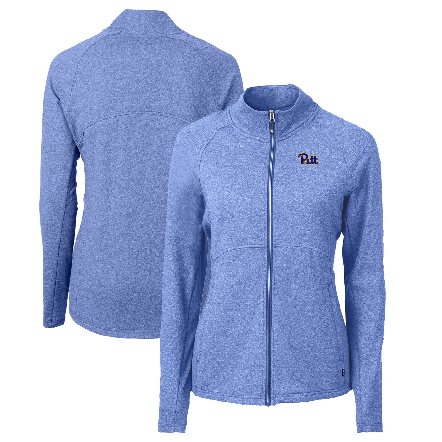 Women's Cutter & Buck  Heather Royal Pitt Panthers Adapt Eco Knit Heather Recycled Full-Zip Jacket