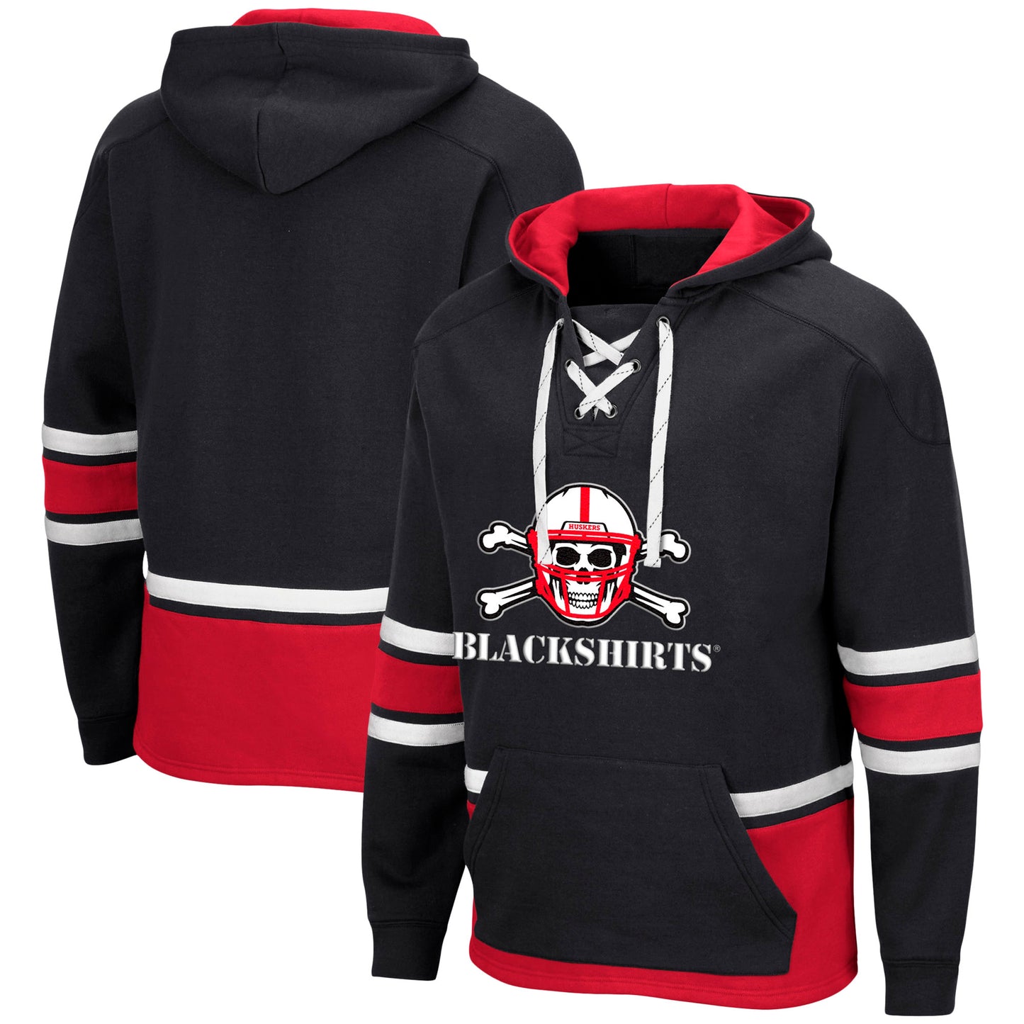 Men's Colosseum Black Nebraska Huskers Lace Up 3.0 Pullover Hoodie