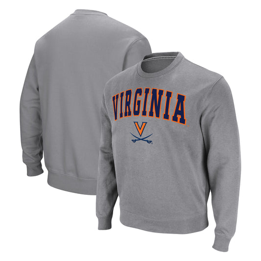 Men's Colosseum Heather Gray Virginia Cavaliers Arch & Logo Pullover Sweatshirt