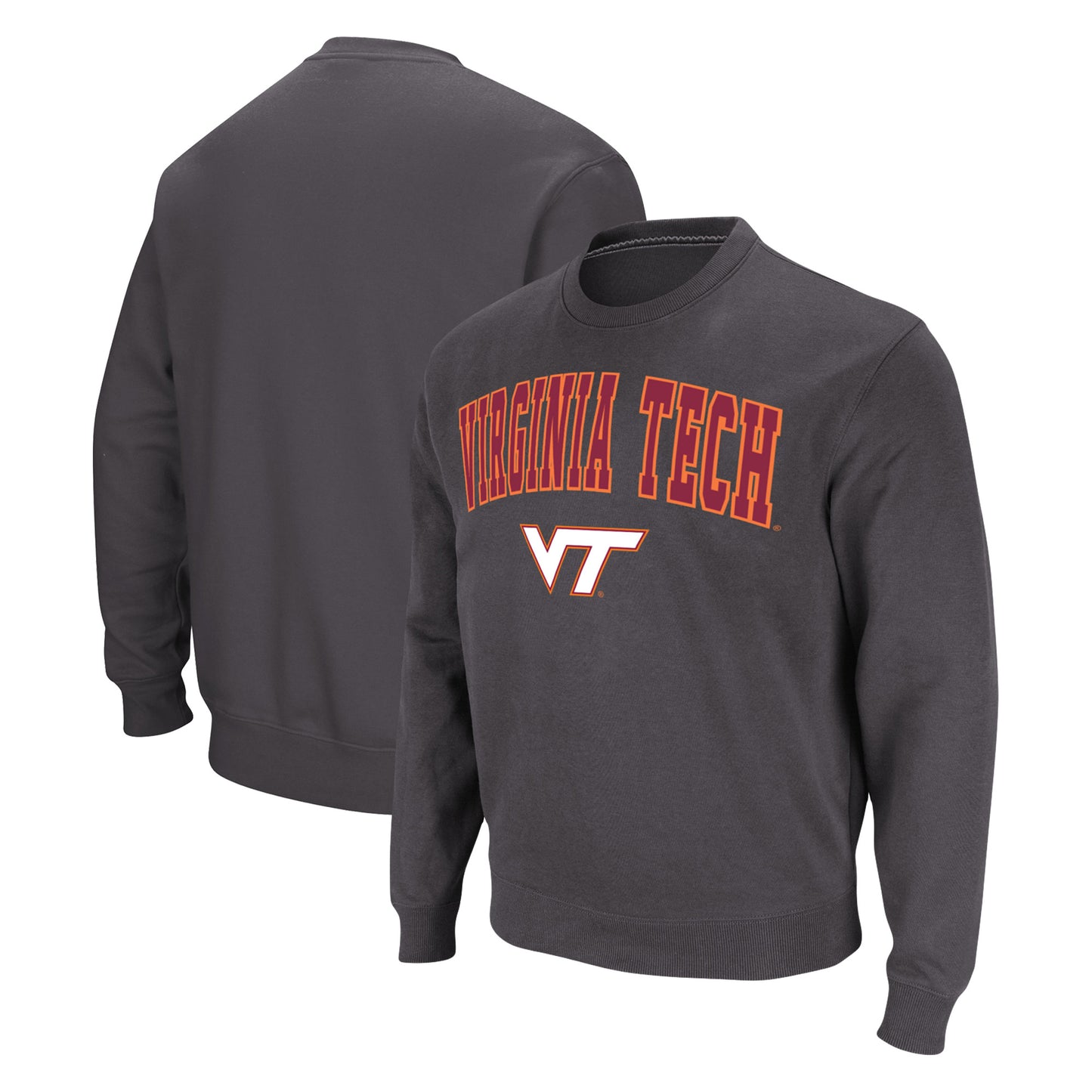 Men's Colosseum Charcoal Virginia Tech Hokies Arch & Logo Pullover Sweatshirt