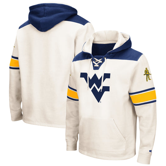 Men's Colosseum Cream West Virginia Mountaineers 2.0 Lace-Up Pullover Hoodie