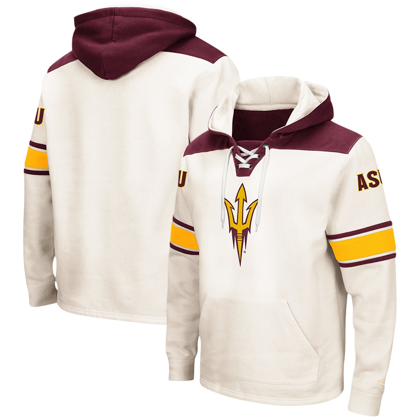 Men's Colosseum Cream Arizona State Sun Devils 2.0 Lace-Up Pullover Hoodie