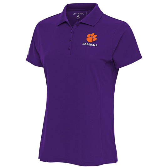 Women's Antigua  Purple Clemson Tigers Baseball Legacy Pique Polo