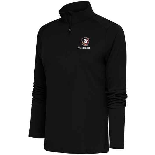 Women's Antigua  Black Florida State Seminoles Basketball Tribute Half-Zip Pullover Top