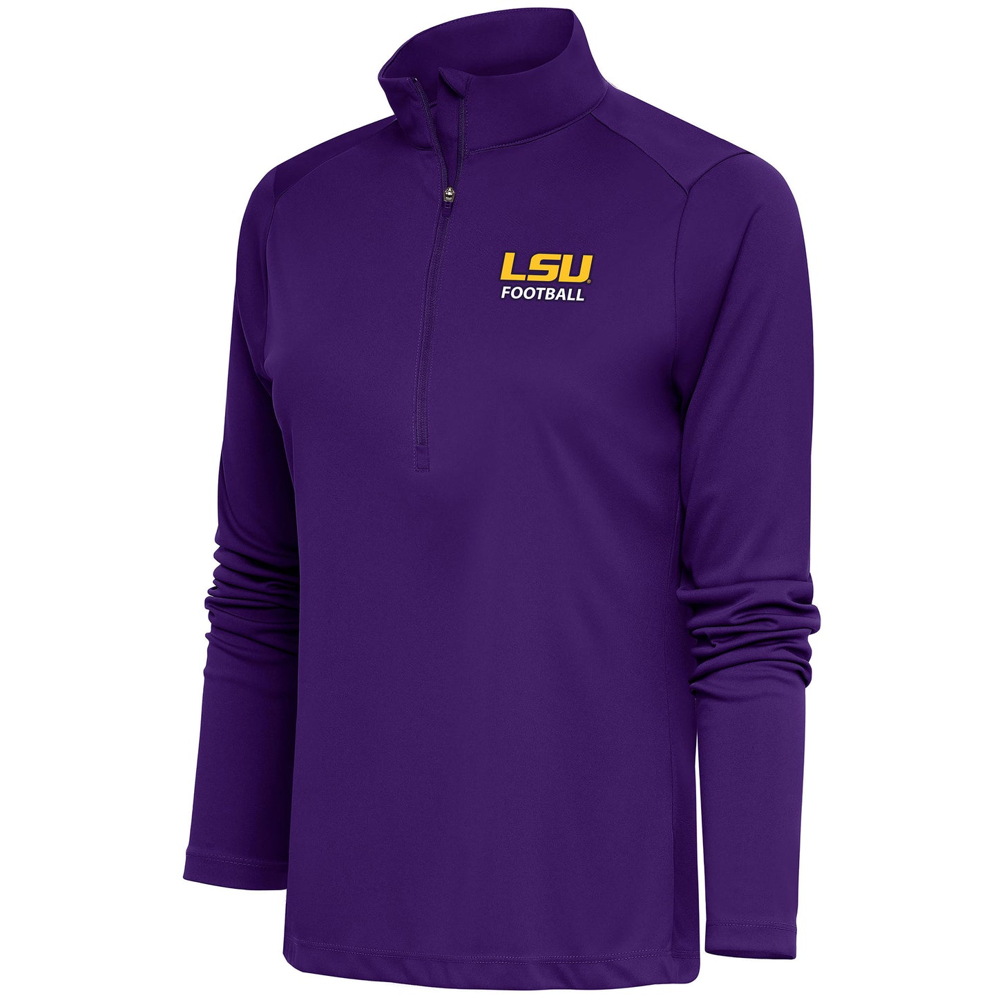 Women's Antigua  Purple LSU Tigers Football Tribute Half-Zip Pullover Top