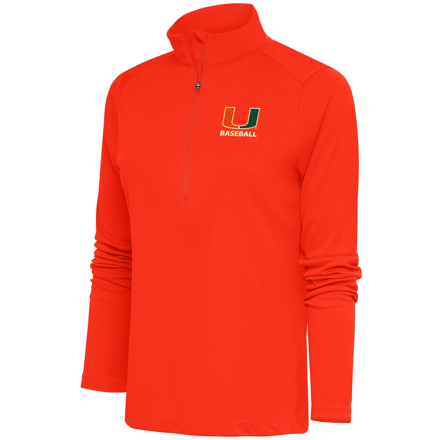 Women's Antigua  Orange Miami Hurricanes Baseball Tribute Half-Zip Pullover Top