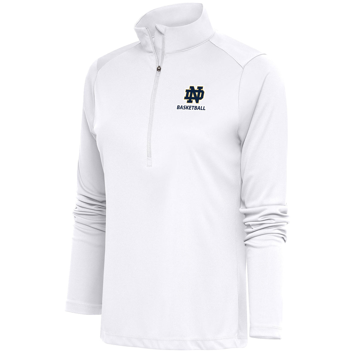 Women's Antigua  White Notre Dame Fighting Irish Basketball Tribute Half-Zip Pullover Top