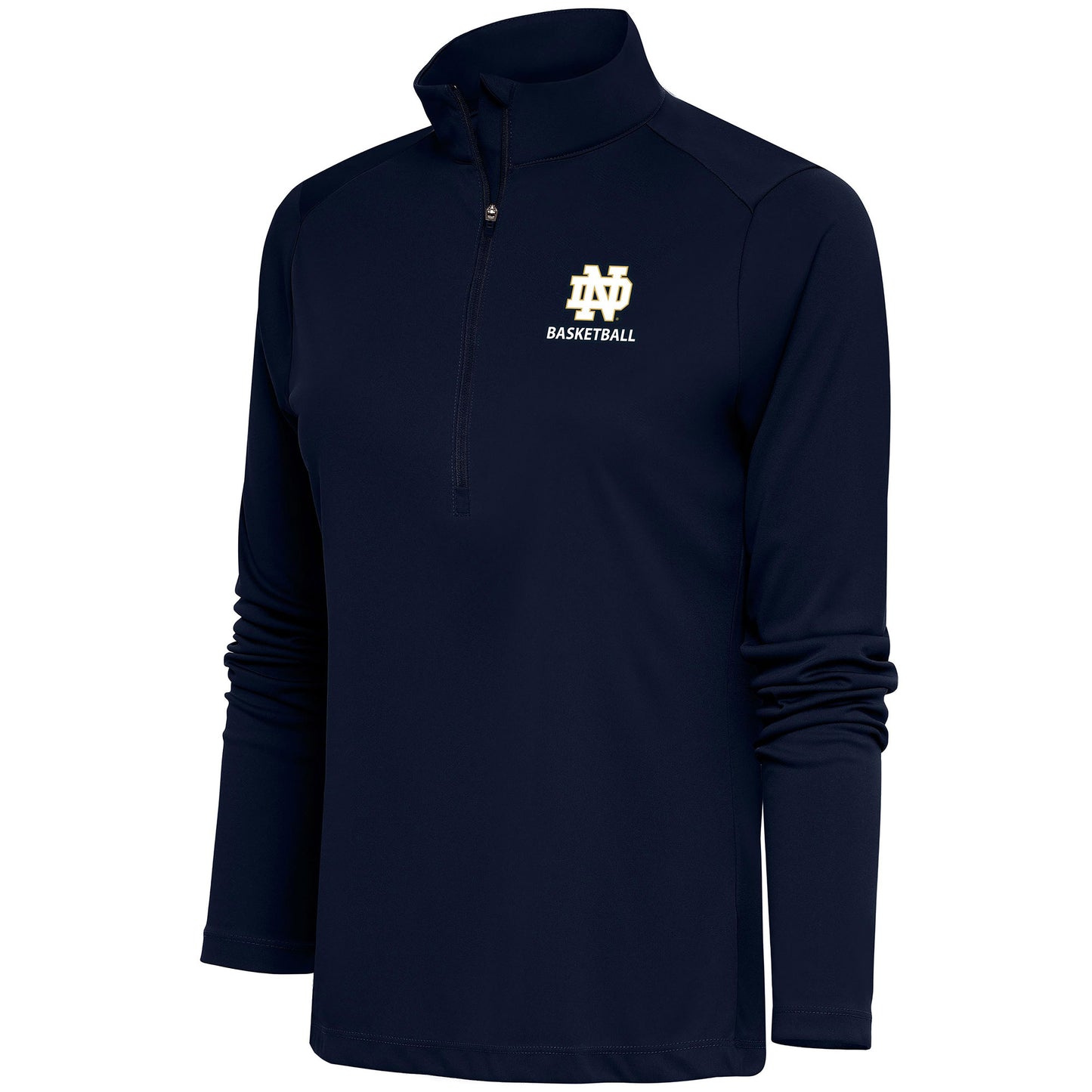 Women's Antigua  Navy Notre Dame Fighting Irish Basketball Tribute Half-Zip Pullover Top
