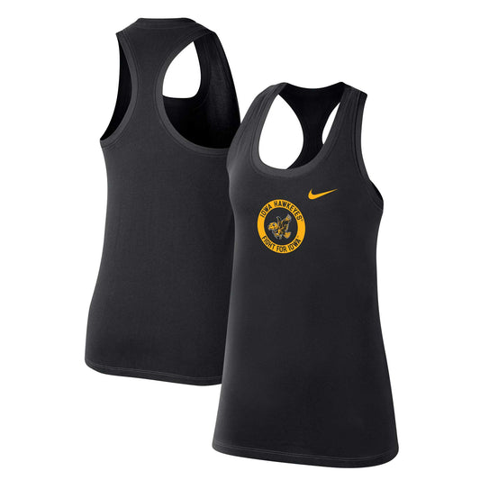 Women's Nike Black Iowa Hawkeyes Modern Circle Racerback Tank Top