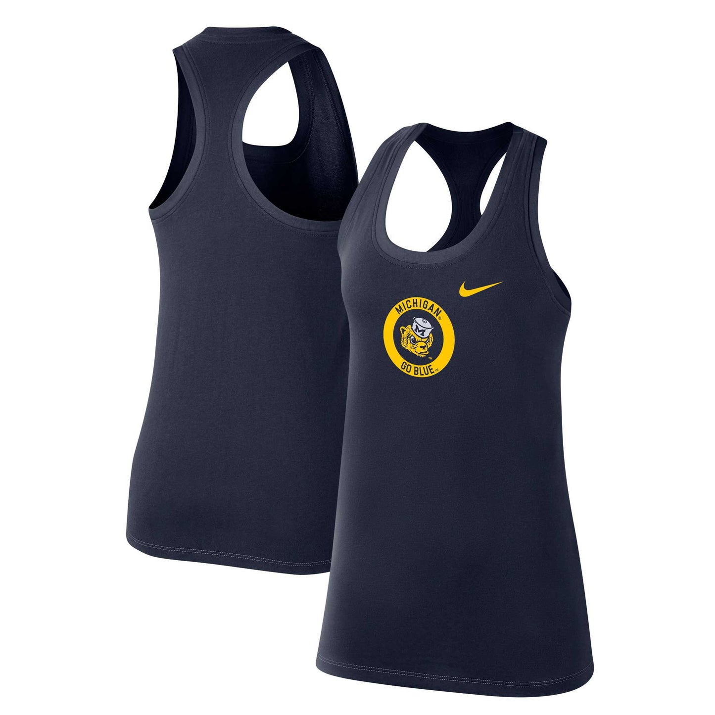 Women's Nike Navy Michigan Wolverines Modern Circle Racerback Tank Top