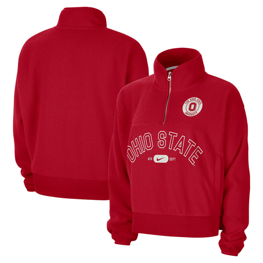 Women's Nike Scarlet Ohio State Buckeyes Fly Fleece Quarter-Zip Jacket