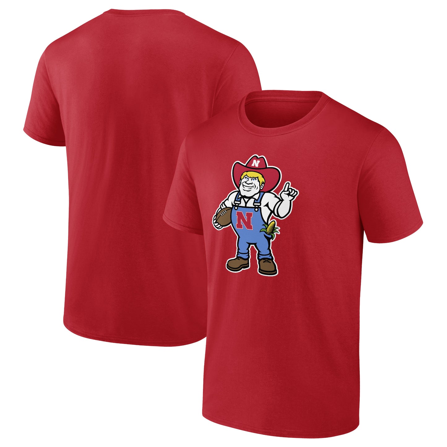 Men's  Scarlet Nebraska Huskers Herbie Husker Football T-Shirt