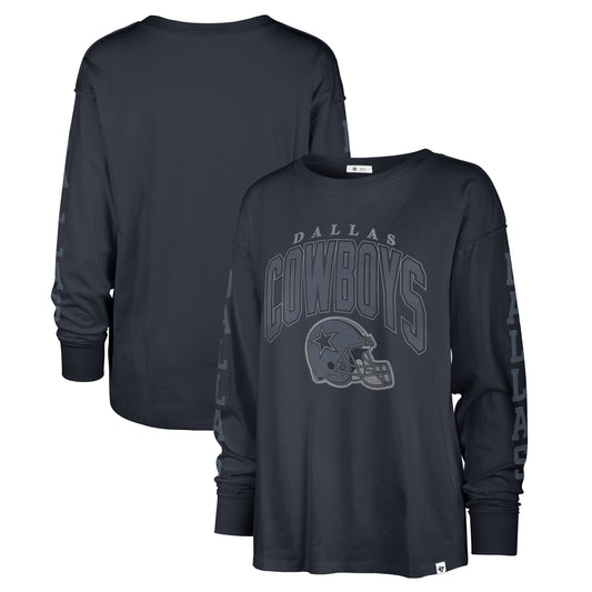 Women's '47 Navy Dallas Cowboys Plus Size Honey Cat SOA Long Sleeve T-Shirt