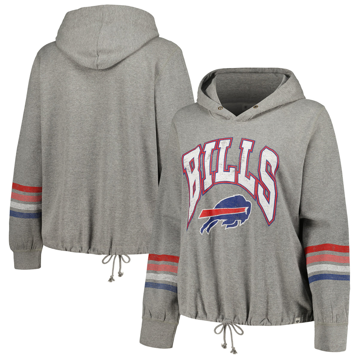 Women's '47 Heather Gray Buffalo Bills Plus Size Upland Bennett Pullover Hoodie